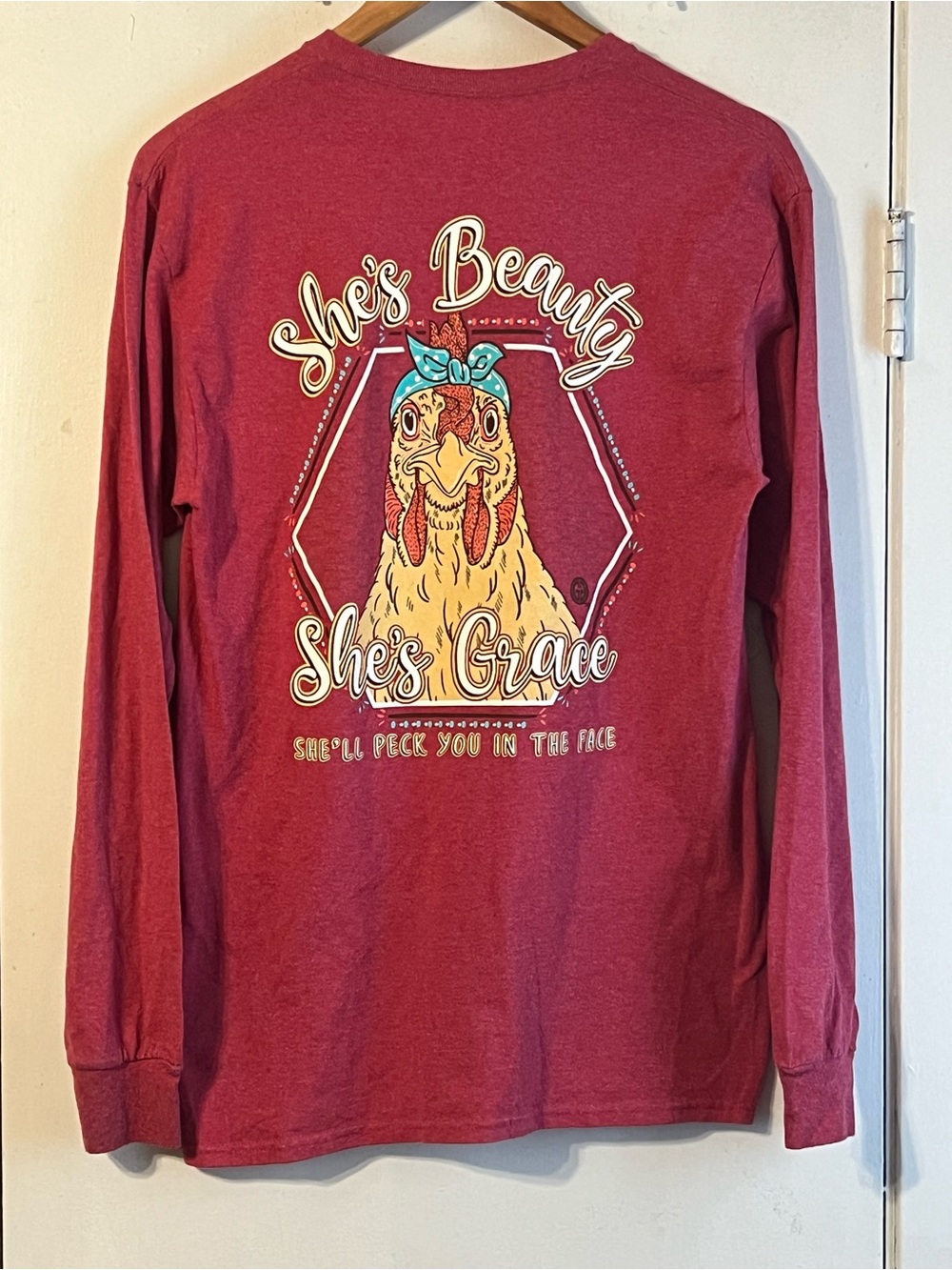 Girlie Girl Originals She's Beauty She's Grace Long Sleeve Tee - Maroon